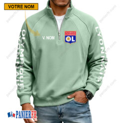 Olympique Lyonnais – Sweat demi-zippé Nouvelle Version Avec Nom Personnalisé