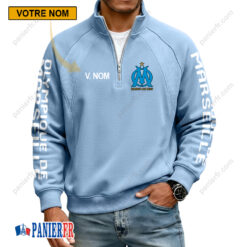 Olympique de Marseille – Sweat demi-zippé Nouvelle Version Avec Nom Personnalisé