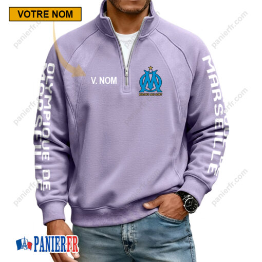 Olympique de Marseille – Sweat demi-zippé Nouvelle Version Avec Nom Personnalisé Olympique de Marseille – Sweat demi-zippé Nouvelle Version Avec Nom Personnalisé