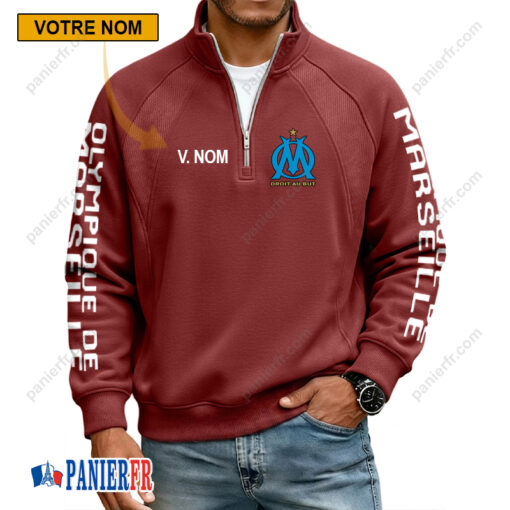 Olympique de Marseille – Sweat demi-zippé Nouvelle Version Avec Nom Personnalisé Olympique de Marseille – Sweat demi-zippé Nouvelle Version Avec Nom Personnalisé