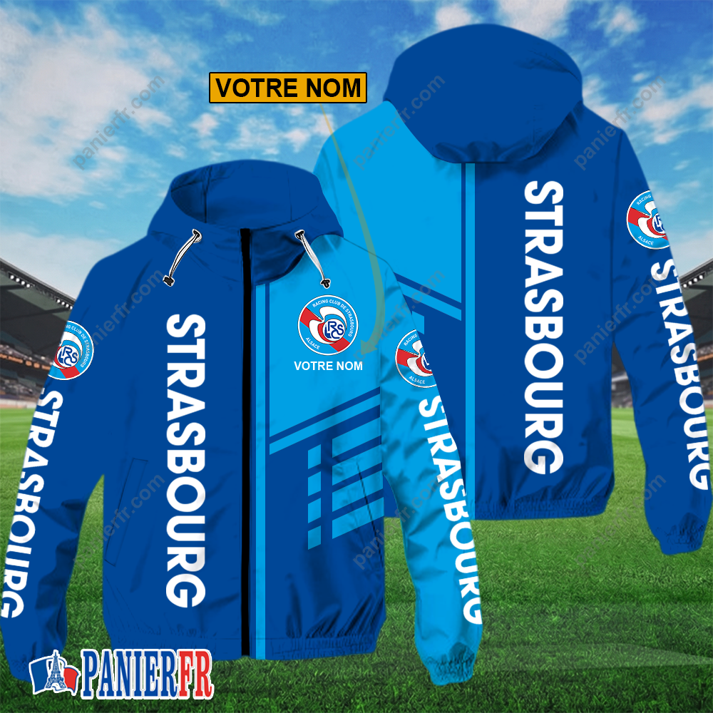 RC Strasbourg Alsace – Hoodie ZipFlex Nouveau style avec nom personnalisé RC Strasbourg Alsace – Hoodie ZipFlex Nouveau style avec nom personnalisé