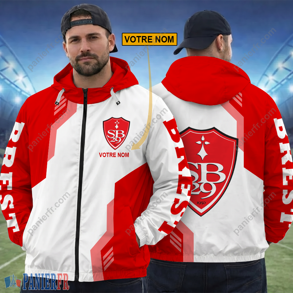 Stade Brestois 29 – Hoodie ZipFlex Nouvelle édition avec nom personnalisé Stade Brestois 29 – Hoodie ZipFlex Nouvelle édition avec nom personnalisé