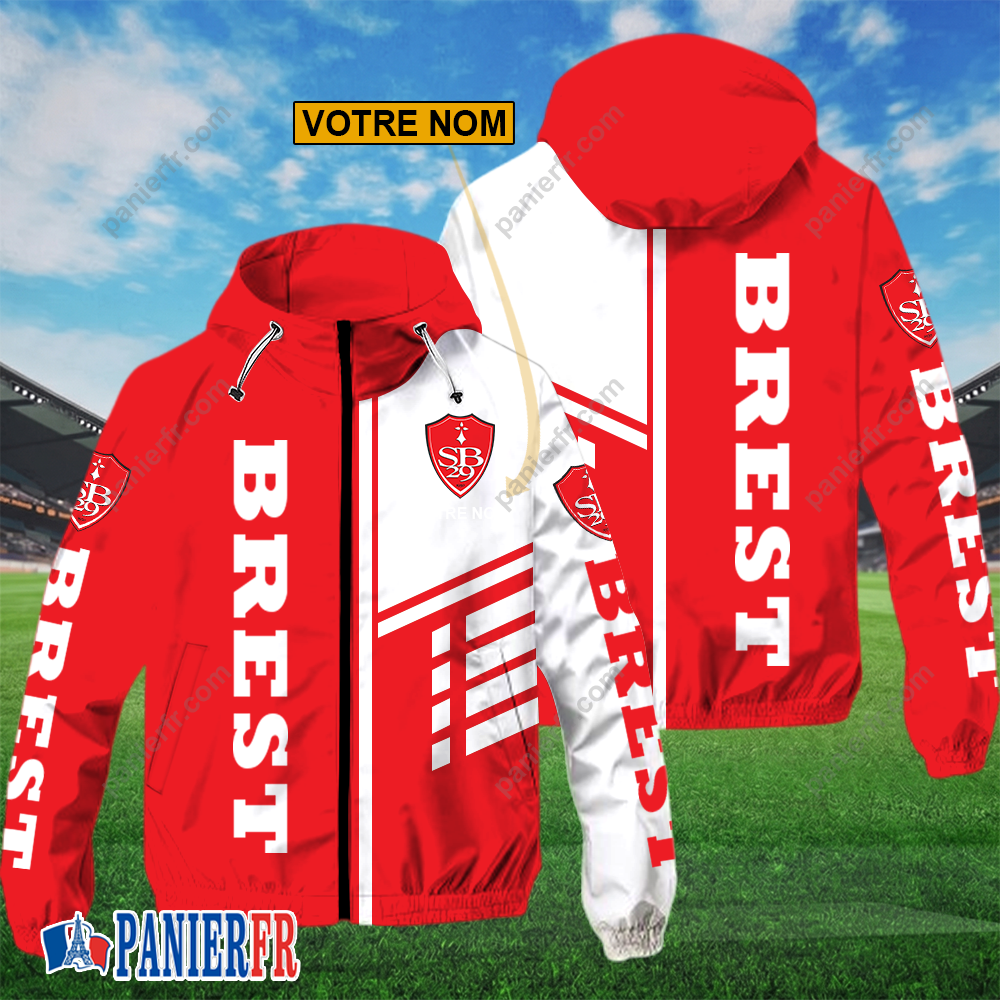 Stade Brestois 29 – Hoodie ZipFlex Nouveau style avec nom personnalisé Stade Brestois 29 – Hoodie ZipFlex Nouveau style avec nom personnalisé