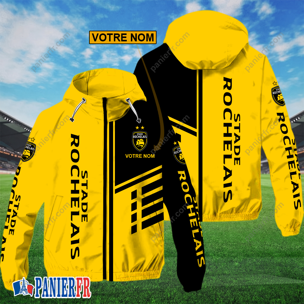 Stade Rochelais – Hoodie ZipFlex Nouveau style avec nom personnalisé
