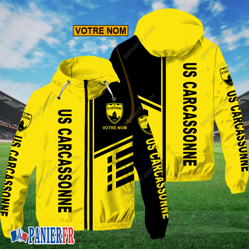 US Carcassonnaise – Hoodie ZipFlex Nouveau style avec nom personnalisé