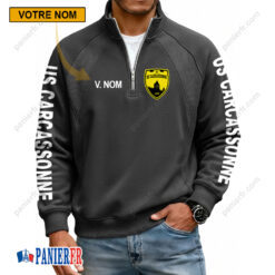 US Carcassonnaise – Sweat demi-zippé Nouvelle Version Avec Nom Personnalisé