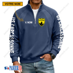 US Carcassonnaise – Sweat demi-zippé Nouvelle Version Avec Nom Personnalisé