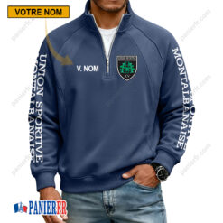 US Montauban – Sweat demi-zippé Nouvelle Version Avec Nom Personnalisé