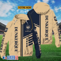 USL Dunkerque – Hoodie ZipFlex Nouveau style avec nom personnalisé