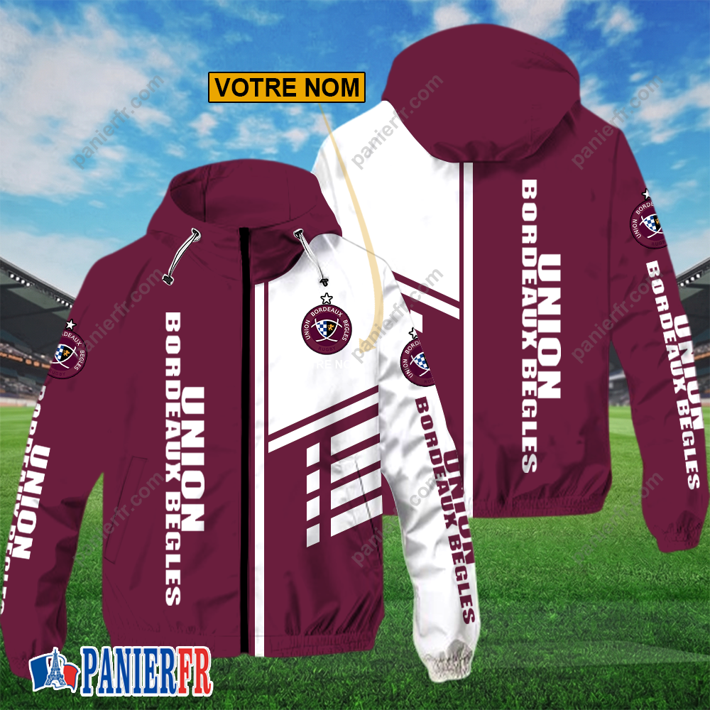 Union Bordeaux Bègles – Hoodie ZipFlex Nouveau style avec nom personnalisé