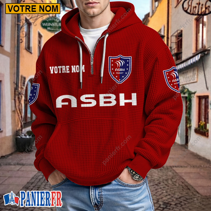 AS Béziers Hérault – Hoodie Gaufré Nouveau style Avec Nom Personnalisé AS Béziers Hérault – Hoodie Gaufré Nouveau style Avec Nom Personnalisé