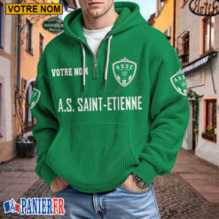 AS Saint-Étienne – Hoodie Gaufré Nouveau style Avec Nom Personnalisé