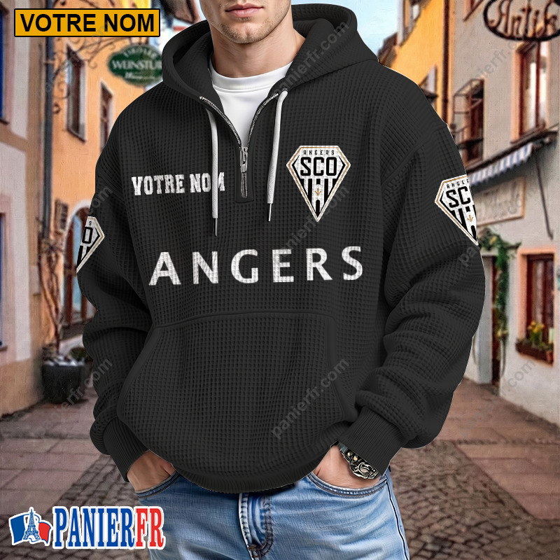 Angers SCO – Hoodie Gaufré Nouveau style Avec Nom Personnalisé Angers SCO – Hoodie Gaufré Nouveau style Avec Nom Personnalisé