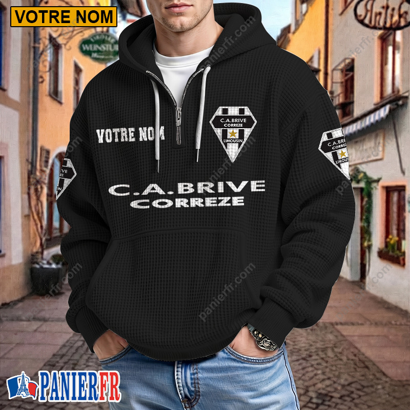 CA Brive – Hoodie Gaufré Nouveau style Avec Nom Personnalisé CA Brive – Hoodie Gaufré Nouveau style Avec Nom Personnalisé