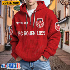 FC Rouen 1899 – Hoodie Gaufré Nouveau style Avec Nom Personnalisé