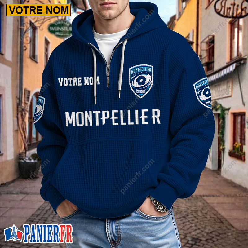 Montpellier Hérault Rugby – Hoodie Gaufré Nouveau style Avec Nom Personnalisé Montpellier Hérault Rugby – Hoodie Gaufré Nouveau style Avec Nom Personnalisé