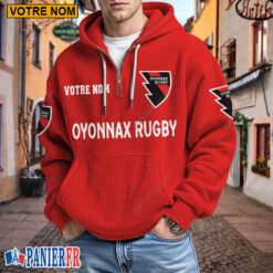 Oyonnax Rugby – Hoodie Gaufré Nouveau style Avec Nom Personnalisé