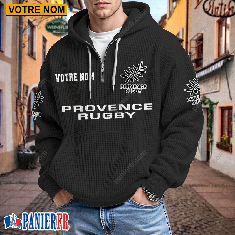 Provence Rugby – Hoodie Gaufré Nouveau style Avec Nom Personnalisé Provence Rugby – Hoodie Gaufré Nouveau style Avec Nom Personnalisé