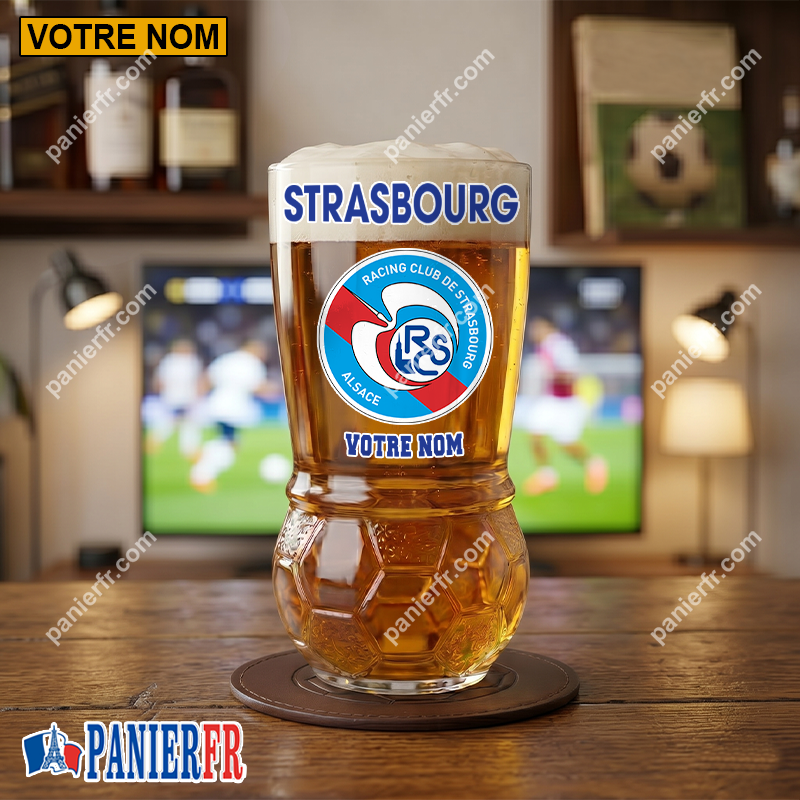 RC Strasbourg Alsace – Verre à Bière Foot Édition spéciale Avec Nom Personnalisé RC Strasbourg Alsace – Verre à Bière Foot Édition spéciale Avec Nom Personnalisé