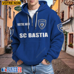 SC Bastia – Hoodie Gaufré Nouveau style Avec Nom Personnalisé
