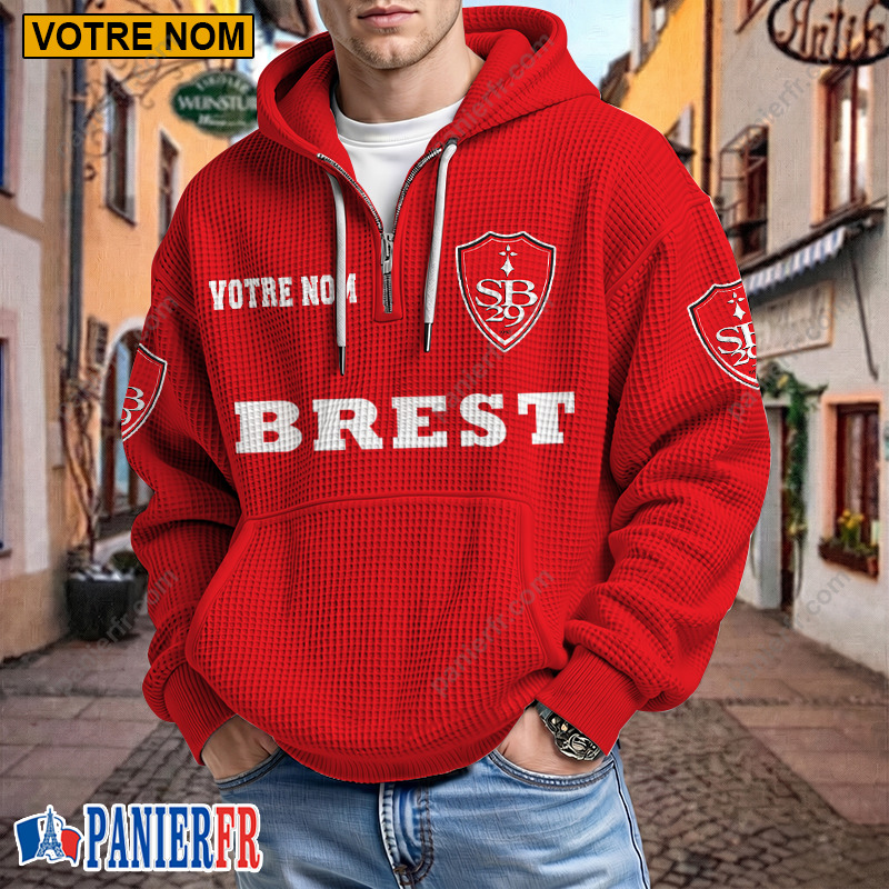 Stade Brestois 29 – Hoodie Gaufré Nouveau style Avec Nom Personnalisé Stade Brestois 29 – Hoodie Gaufré Nouveau style Avec Nom Personnalisé