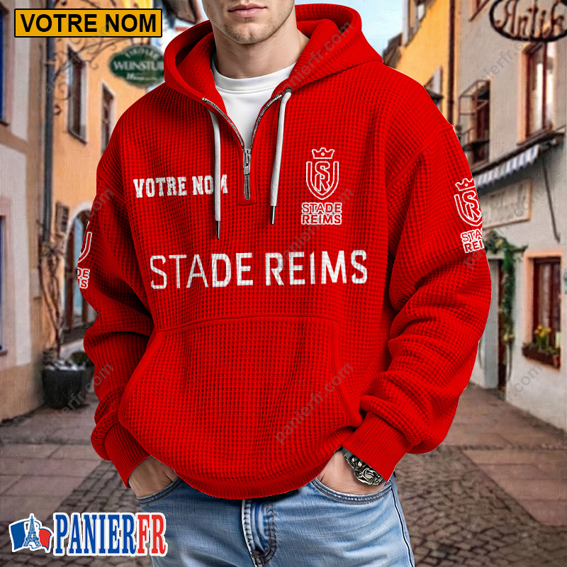 Stade de Reims – Hoodie Gaufré Nouveau style Avec Nom Personnalisé Stade de Reims – Hoodie Gaufré Nouveau style Avec Nom Personnalisé