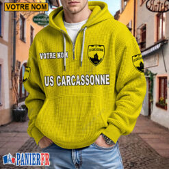 US Carcassonnaise – Hoodie Gaufré Nouveau style Avec Nom Personnalisé