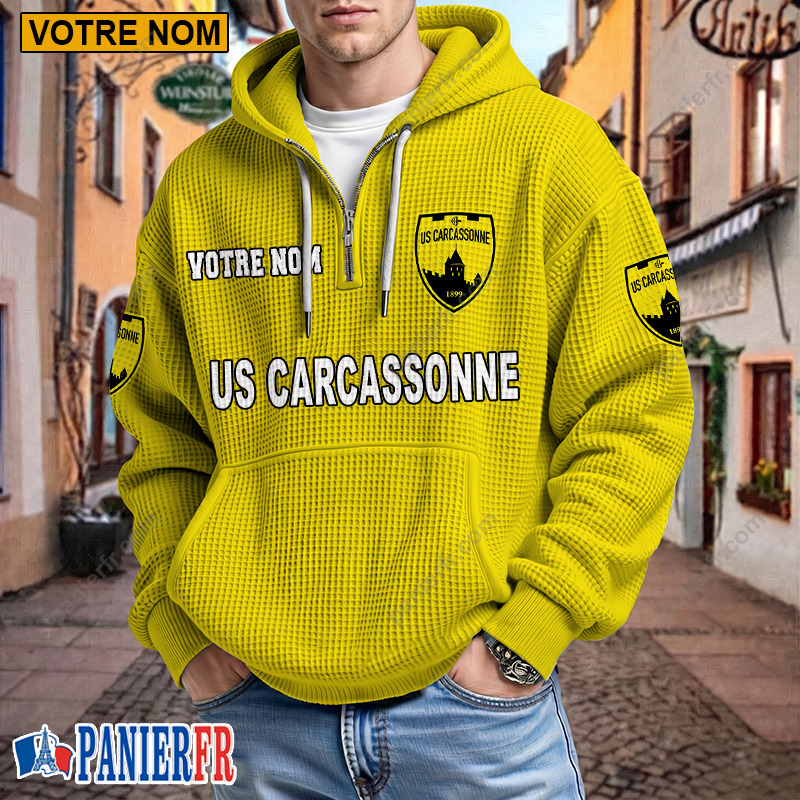 US Carcassonnaise – Hoodie Gaufré Nouveau style Avec Nom Personnalisé US Carcassonnaise – Hoodie Gaufré Nouveau style Avec Nom Personnalisé