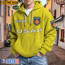 USA Perpignan – Hoodie Gaufré Nouveau style Avec Nom Personnalisé