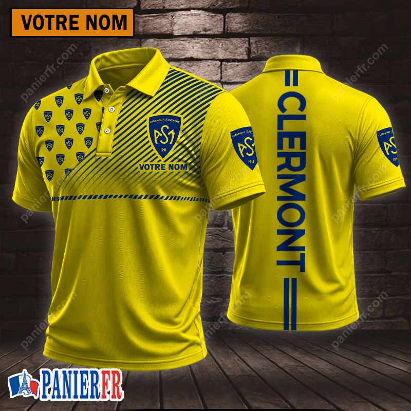 ASM Clermont Auvergne – Chemise polo Style sportif Avec Nom Personnalisé ASM Clermont Auvergne – Chemise polo Style sportif Avec Nom Personnalisé