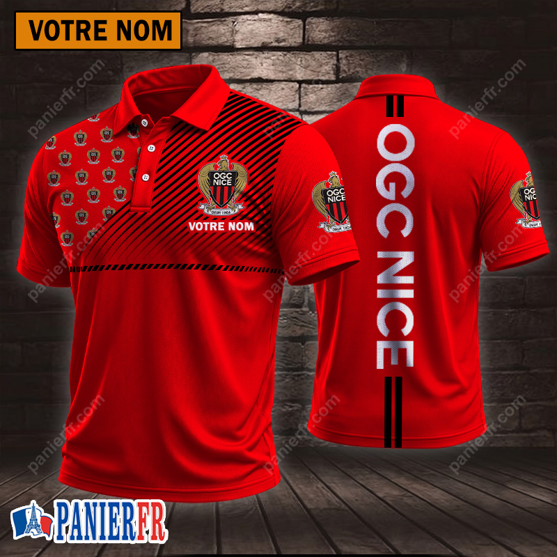 OGC Nice – Chemise polo Style sportif Avec Nom Personnalisé OGC Nice – Chemise polo Style sportif Avec Nom Personnalisé